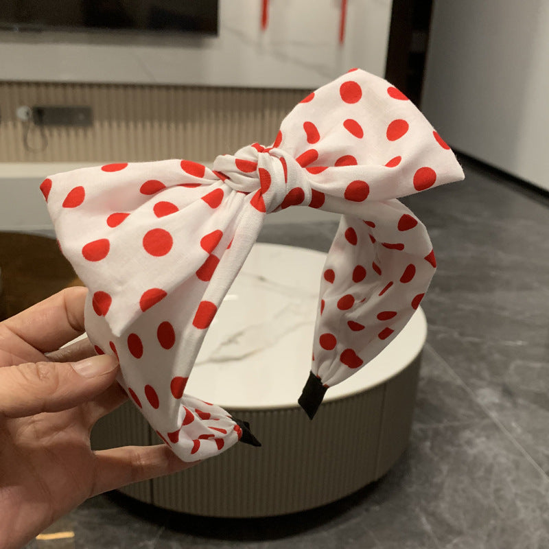 Wholesale Wave Point Fabric Big Bow Hairband